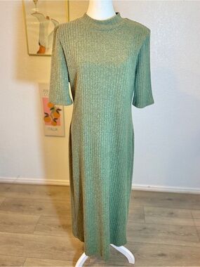 Gibson Latimer Rib Knit Stretch Sweater Maxi Dress Olive Green Size XXL EUC!
